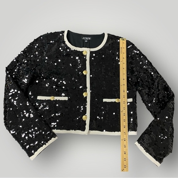 J.Crew | Mariner jersey lady jacket with sequins | Black/White | Size M - Picture 11 of 16